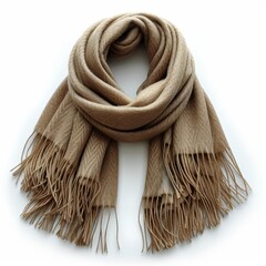 Soft brown herringbone scarf with fringe