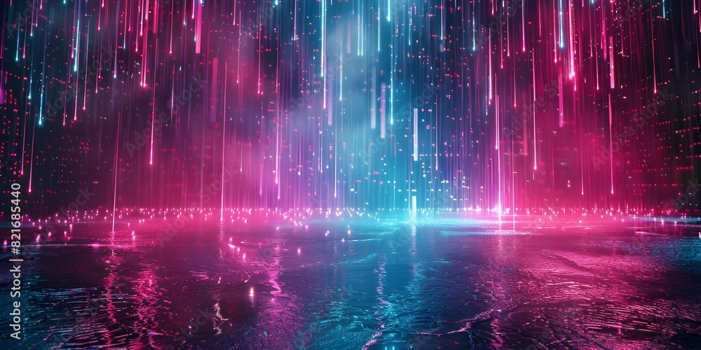 Aufkleber mesmerizing neon rainfall futuristic digital backdrop for tech products and software concepts