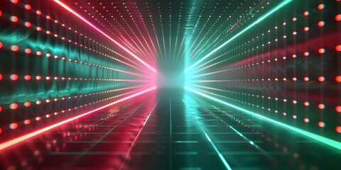 Obraz premium Neon Red and Green Electric Grid for Dynamic High Tech Product Display and Concept Visualization