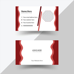 creative and clean business card template with corporate identity concept. Brown and 
pale red combination. Vector Illustration...
