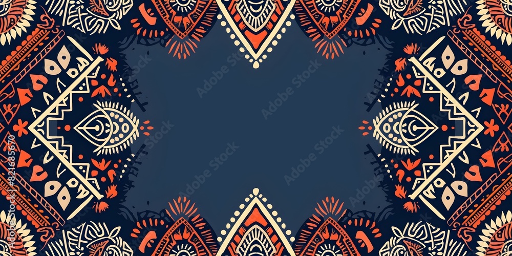 Poster ornate tribal frame with intricate earthy patterns in boho inspired style ethnic decorative border f