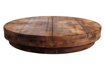 Round wooden podium Isolated on transparent background
