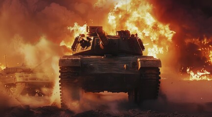 Tank Facing Large Fire