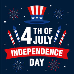 flat design 4th of July American Independence Day illustration