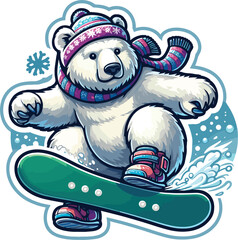 snowboarder a set of white polar bears who are engaged in vector design