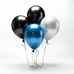 blue, black and white balloons isolated on white