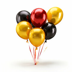 red, yellow and black balloons isolated on white