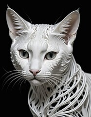 Whiskered Wonder: Adorable Feline in Abstract Elegance
