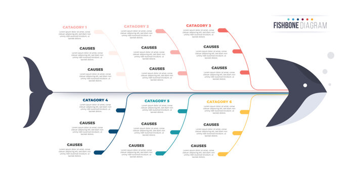 Fishbone Diagram or Cause and Effect diagram. infographic template.