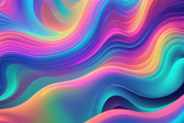 Obraz premium Holographic neon background ,Colorful psychedelic abstract. Pastel color waves for background 