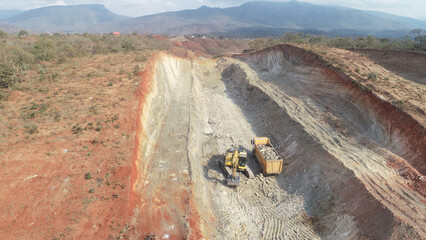 excavator work on cutting