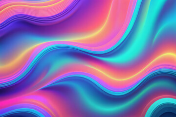 Obraz premium Holographic neon background ,Colorful psychedelic abstract. Pastel color waves for background 