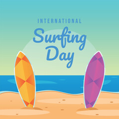 International Surfing Day vector design template good for celebration usage. Surfing vector image. sorfboard. vector eps 10.