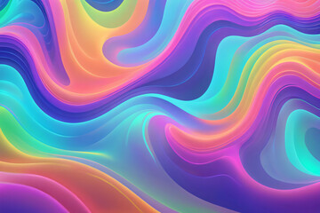 Obraz premium Holographic neon background ,Colorful psychedelic abstract. Pastel color waves for background 