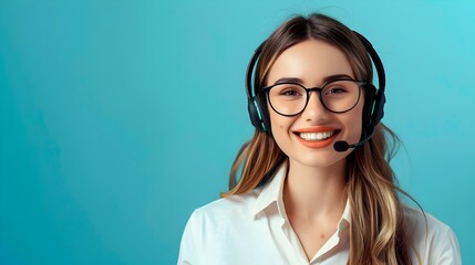 Smiling Technical Support Specialist Assisting Customers in Call Center