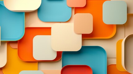 Fototapeta premium An abstract composition of squares with rounded edges, softly blending into the background space