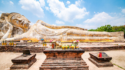 Reclining Buddha statue Wat Lokayasutharam is an ancient temple from the Ayutthaya period. Over six...