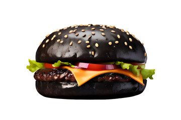 Black burger with transparent background