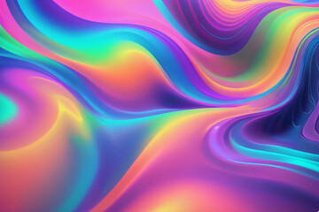Obraz premium Holographic neon background ,Colorful psychedelic abstract. Pastel color waves for background 