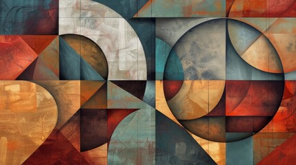 A harmonious blend of geometric forms, with circles nestled within triangles and squares