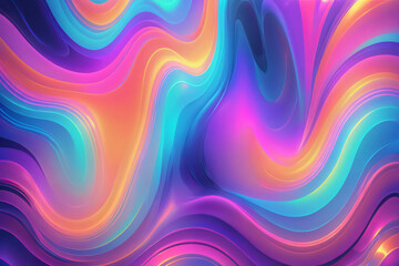 Obraz premium Holographic neon background ,Colorful psychedelic abstract. Pastel color waves for background 
