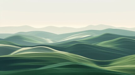 A geometric landscape of rolling hills, represented by a series of triangles and curves