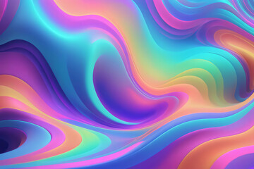 Holographic neon background ,Colorful psychedelic abstract. Pastel color waves for background 