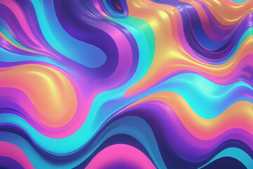 Fototapeta premium Holographic neon background ,Colorful psychedelic abstract. Pastel color waves for background 