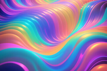 Obraz premium Holographic neon background ,Colorful psychedelic abstract. Pastel color waves for background 
