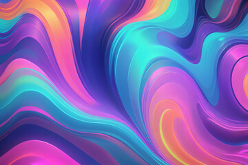 Obraz premium Holographic neon background ,Colorful psychedelic abstract. Pastel color waves for background 