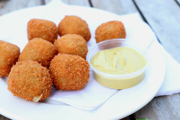 Dutch snack: Bitterballen with mustard