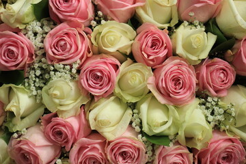 Pink and white wedding roses