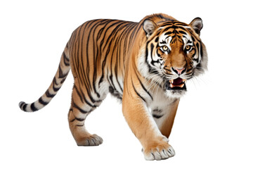 Fototapeta premium Ferocious Tiger Roaring in the Jungle Isolated on Transparent Background
