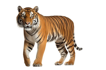 Fototapeta premium Relaxed Tiger Enjoying a Leisurely Walk Isolated on Transparent Background