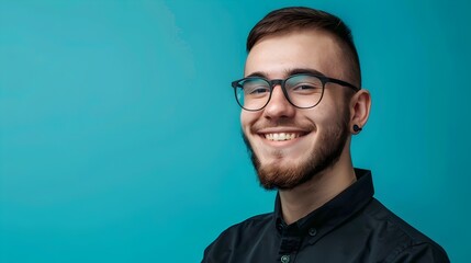 Obraz premium Smiling Young Information Security Analyst at Work in Modern Office Environment