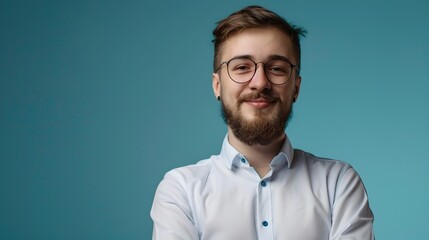 Smiling Young Information Security Analyst Confidently Working in Tech Environment
