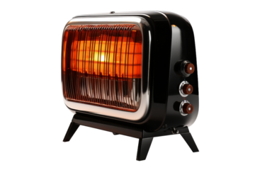 Oil-Filled Radiator Heater with Adjustable Heat Settings Isolated on Transparent Background