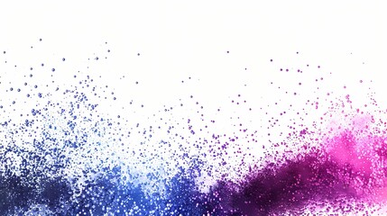 A cascade of particles in an abstract background, with a gradient of magenta and blue colors, isolated on solid white background