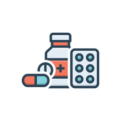 Color illustration icon for medicine