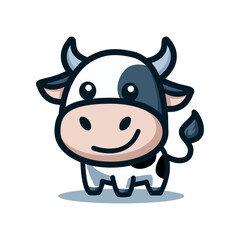 cute happy cow cartoon character vector illustration template design. smiling cattle animal for farm.