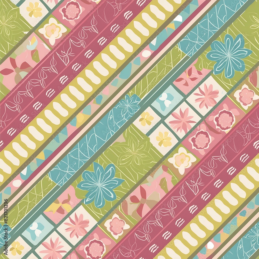 Poster set of seamless patterns with flowers
