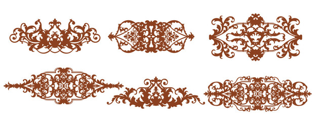 Set of baroque elements, vector for pattern design