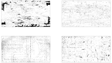 Collection of 4 grunge wall in one bundle. Distressed grunge texture background. Vector paint grunge texture set.