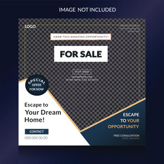 Real estate home sale social media post banner design template for digital marketing with elegant, abstract, Business