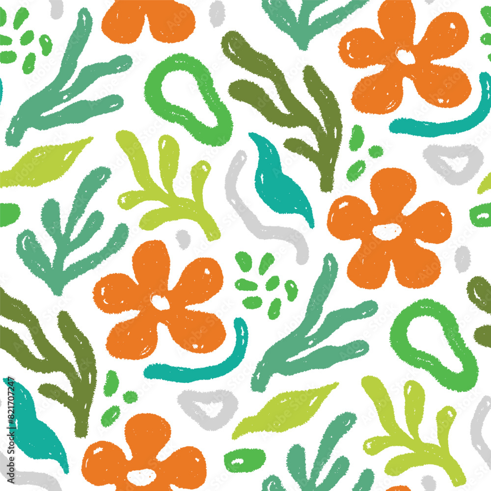 Poster abstract floral shape seamless pattern. abstract modern floral leaf texture shape background. organi