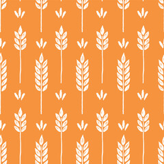 Wheat brush texture seamless pattern background. Hand drawn crayon brush abstract floral wheat seamless pattern. Floral abstract grunge hand drawn print background. Vector illustration