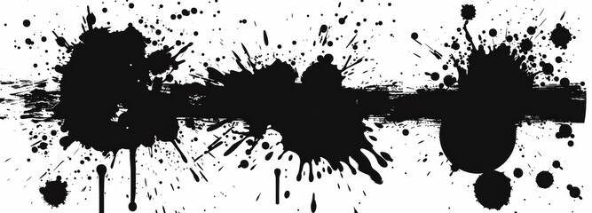Black ink splatter on a white background