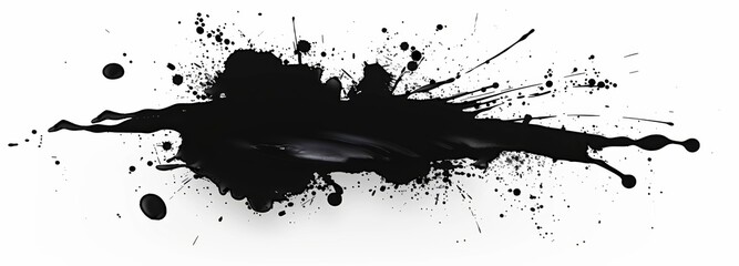Fototapeta premium Black ink splatter on a white background