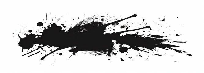Black ink splatter on a white background