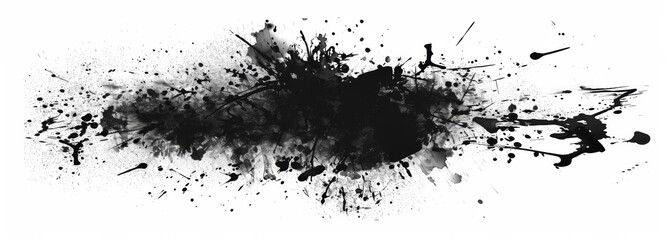 Fototapeta premium Black ink splatter on a white background